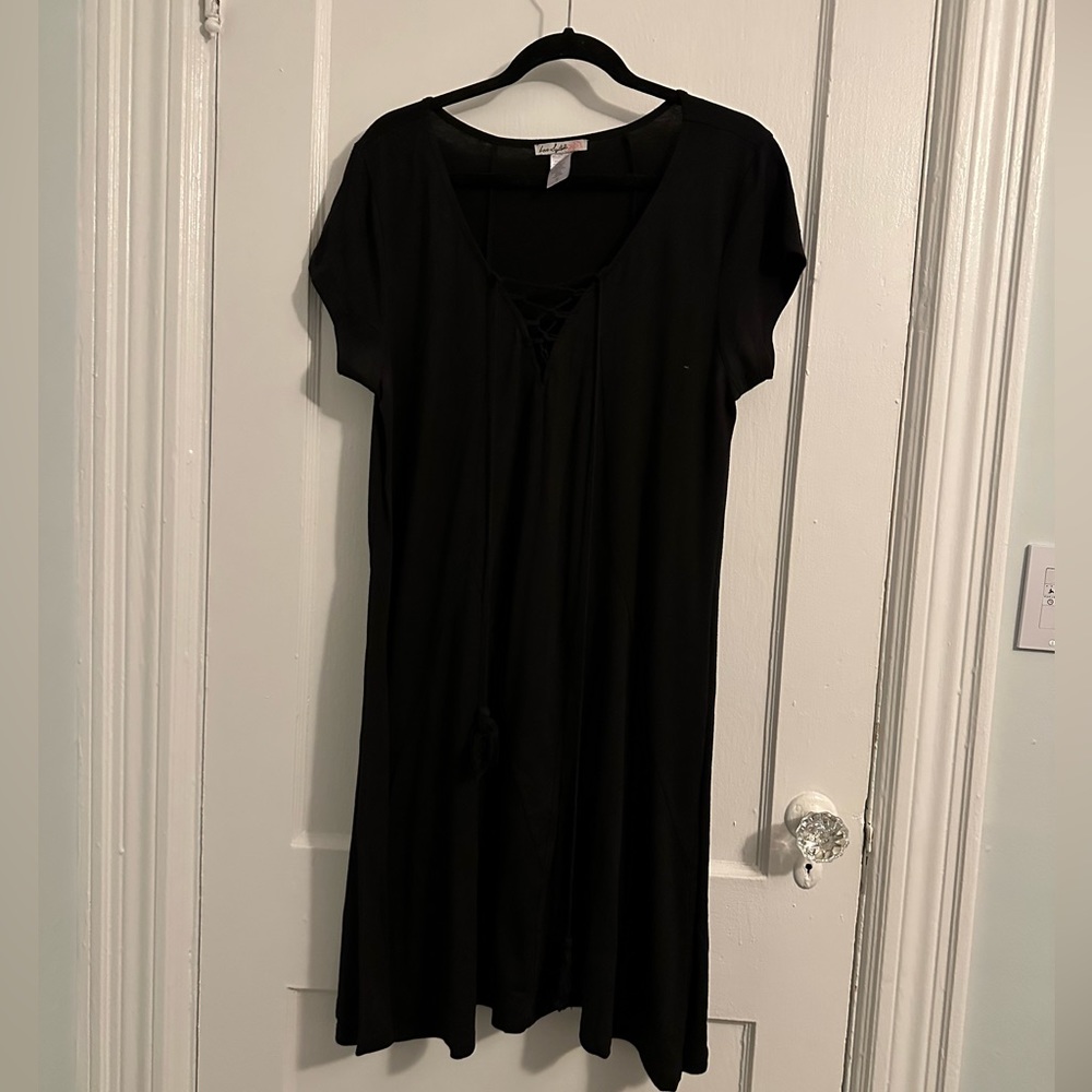 Black Dress with Lace Up Front Detail Size 2X